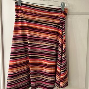 Orange and Black Knee-Length A-Line Skirt